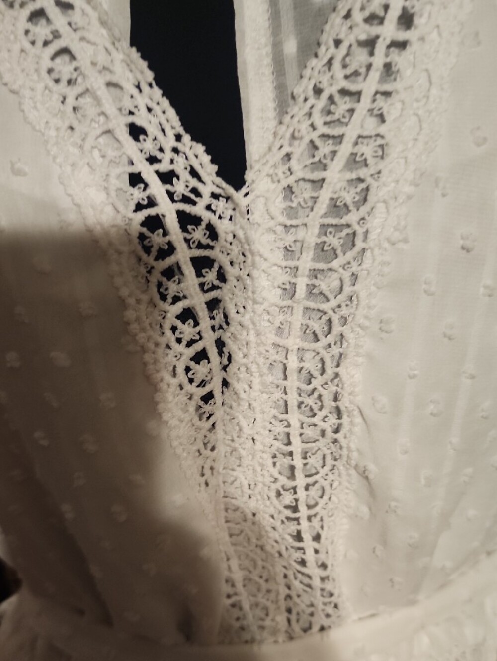 SHEIN White Lace-Trim Swiss Dot Romper - Picture 2 of 5